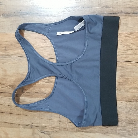 VICTORIA SPORT Gray & Black Spellout Racerback Sports Bra - Picture 4 of 11